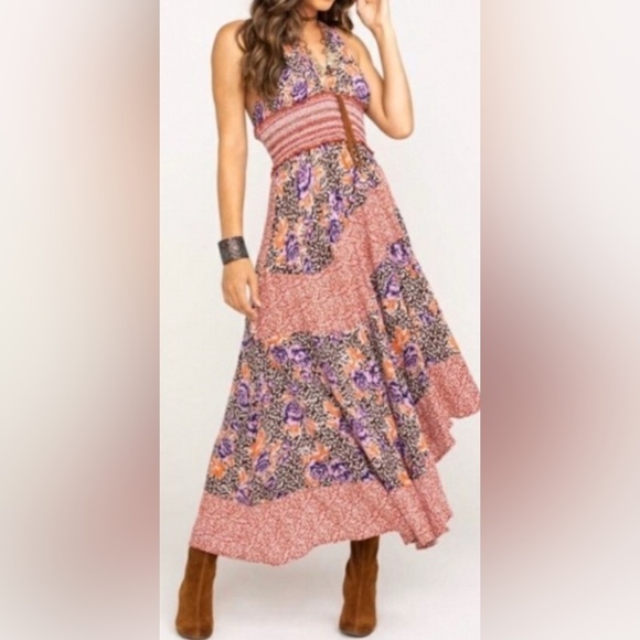 NWT FREE PEOPLE GABRIELA SMOCKED HALTER SLIP DRESS ๐, Sz.S, BNWTIB - Picture 5 of 15